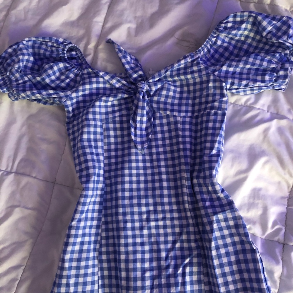 BLUE KAWAII GINGHAM MILK MAID DRESS